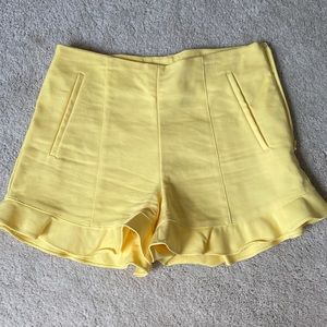 Revolve 1 state yellow ruffle hem shorts